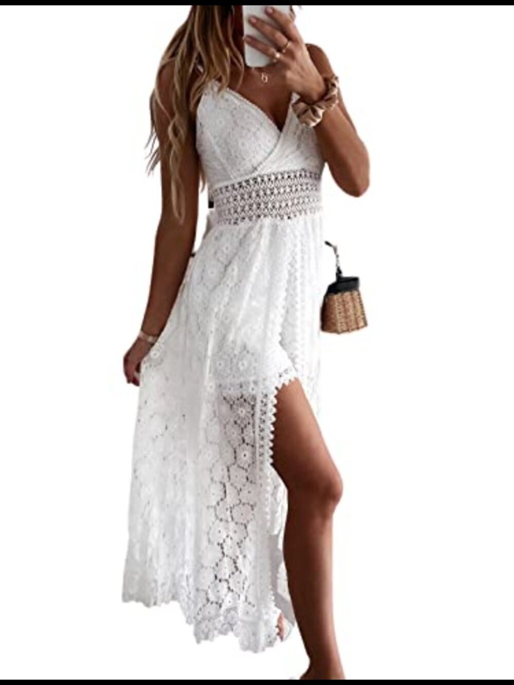 CUPSHE Women Lace Maxi Jumpsuit Summer V Neck Casual Beach Outfits | V Neck